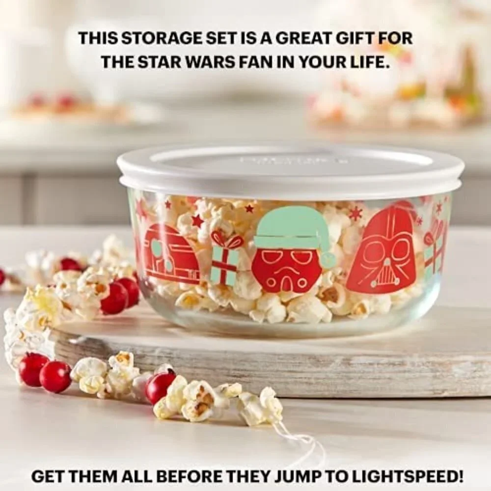 Pyrex Star Wars Holiday Edition Glass Storage Set 8 Piece - Picture 5 of 9